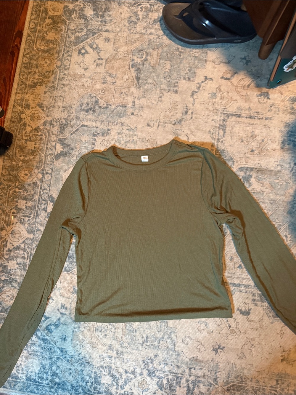 Women's Olive Long-Sleeve Crew Neck Top